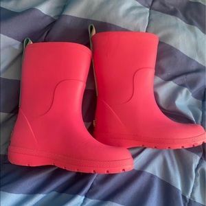Pink rain boots
